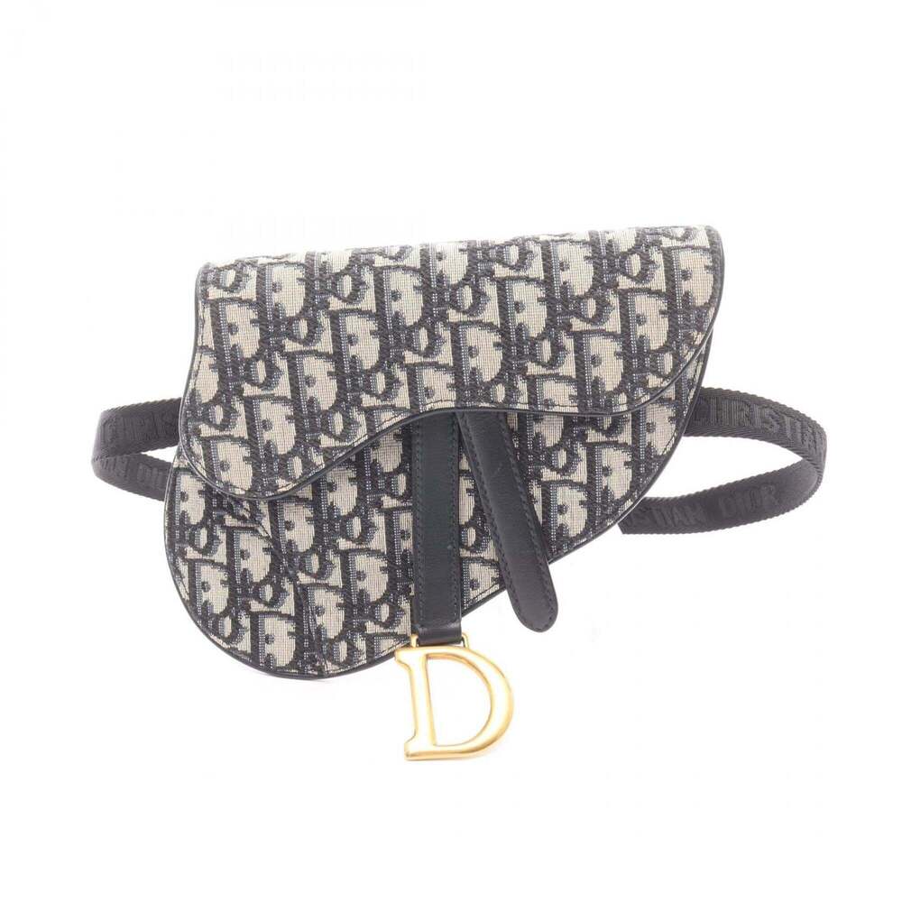 Christian Dior Dior SADDLE Saddle Bag Oblique Waist Body Handbag Canvas Leath...